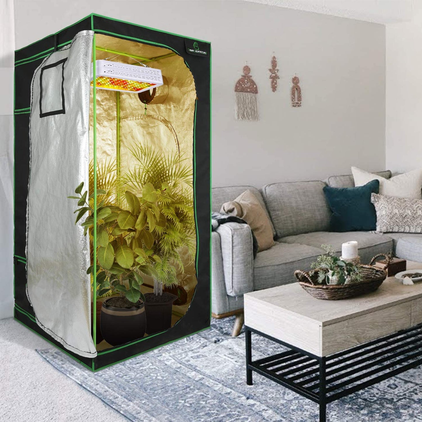 GA Grow Tent 48x48x80 4x4 Reflective Mylar Hydroponic Grow Tent with Observation Window and Waterproof Floor Tray for Indoor Plant Growing (48x48x80)